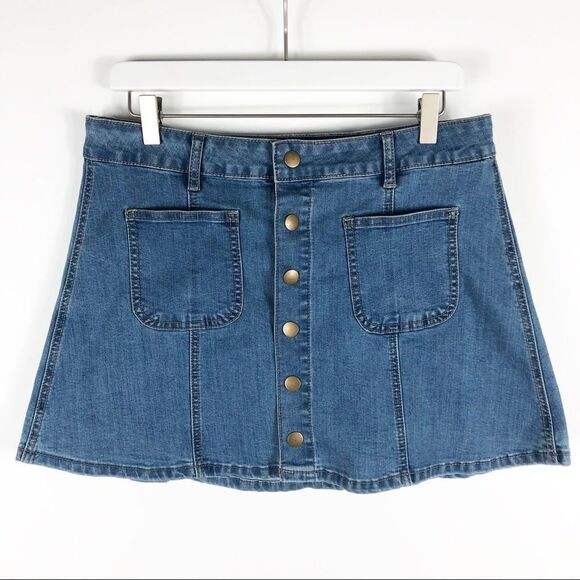 Altar’d State denim skirt, snaps down the front - Picture 1 of 8
